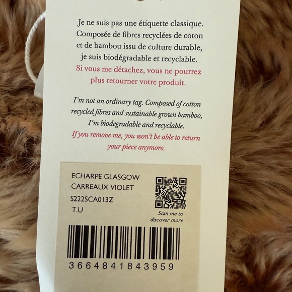 Sezane Glasgow Scarf Carreaux Violet - Size T-U - Picture 3 of 5